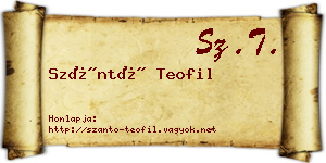 Szántó Teofil névjegykártya